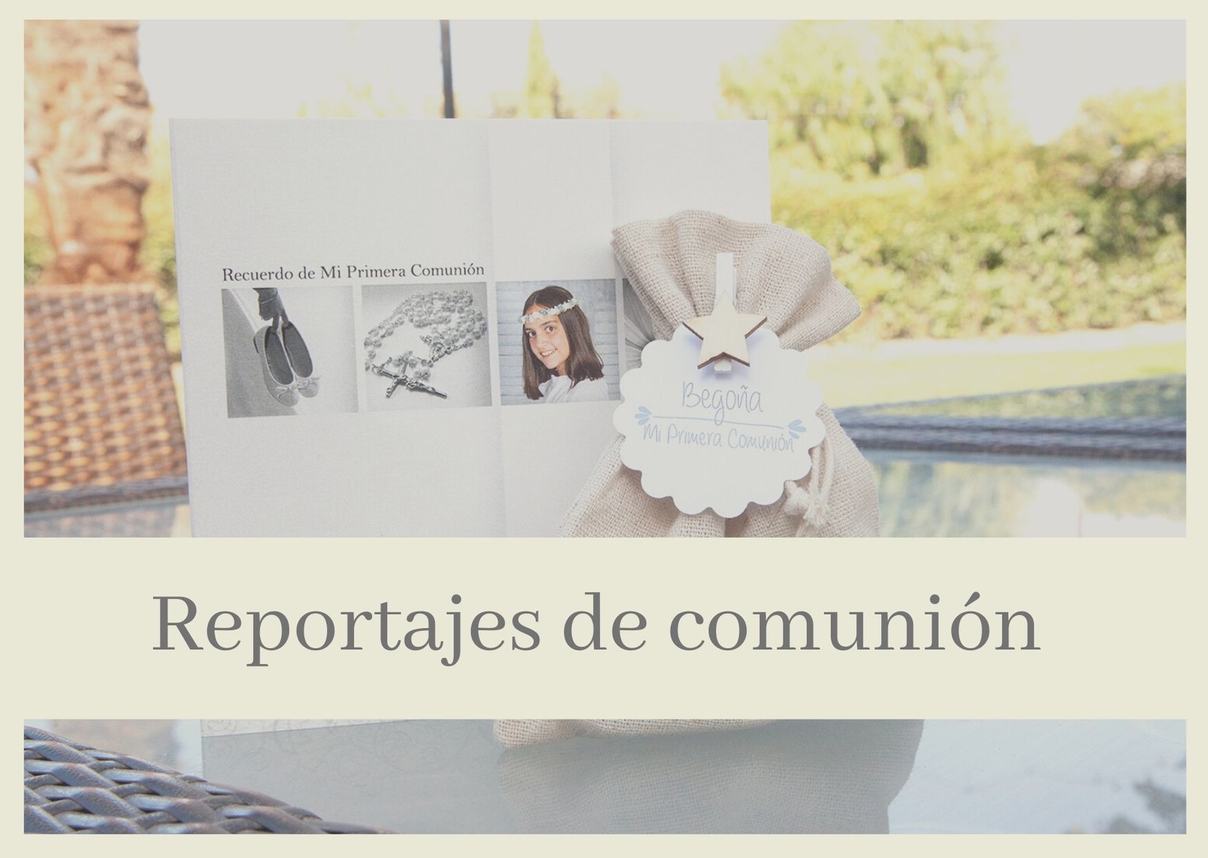 Recordatorio con fotografía de comunión de niña