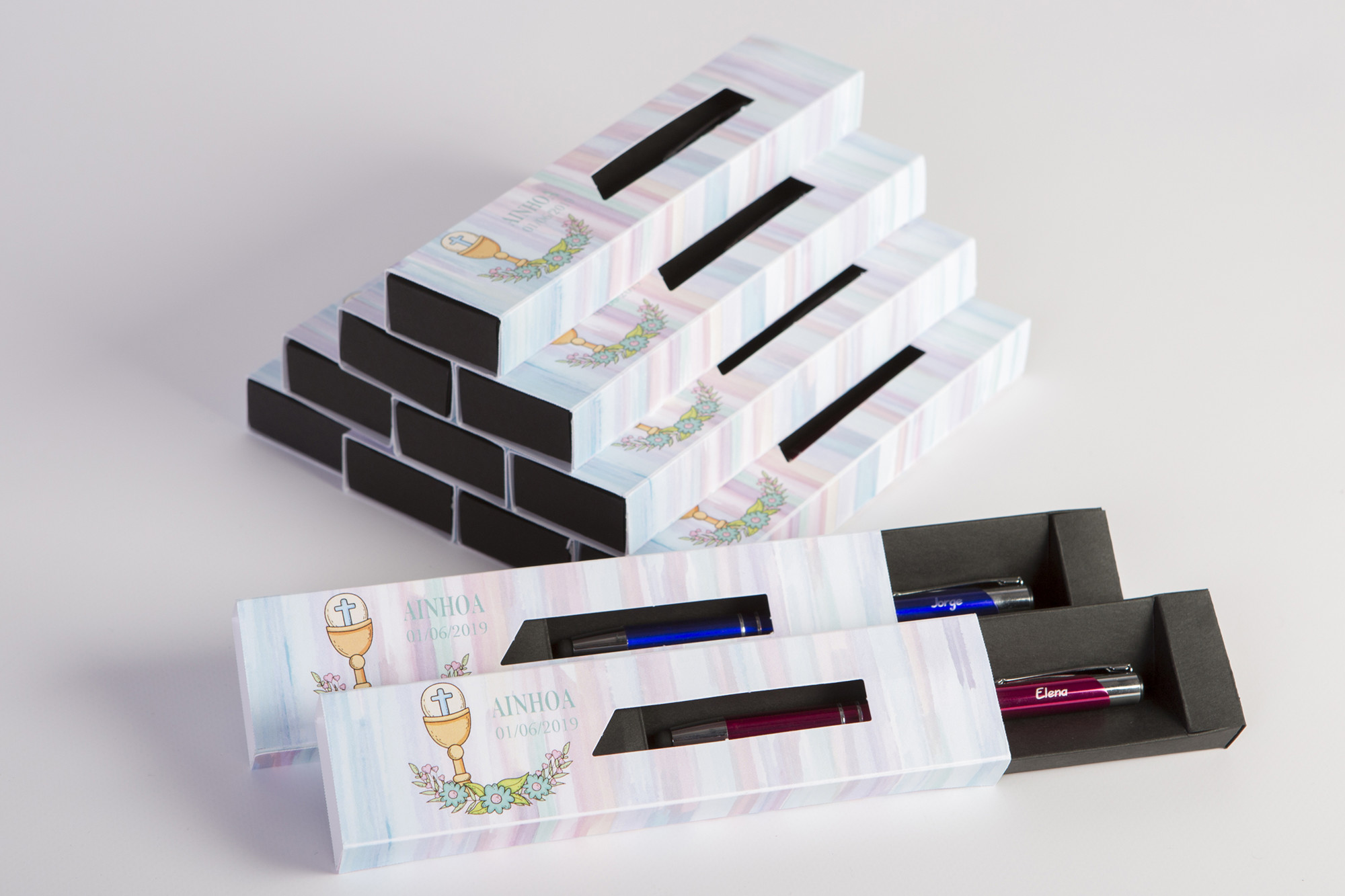 Detalle personalizado para invitados de comunión bolígrafos personalizados con el nombre del invitado