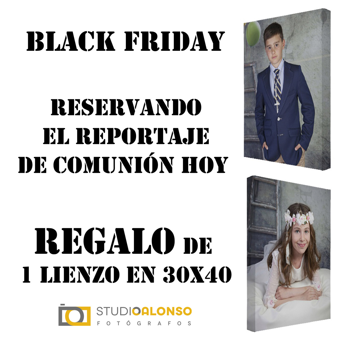 Especial blackfriday comuniones. Regalo de 1 Lienzo